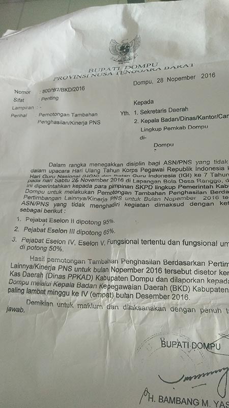potong kinerja