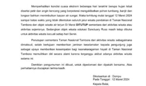 Utamakan Keselamatan Pengunjung, Wisata Tambora Ditutup Akibat Cuaca Extrem