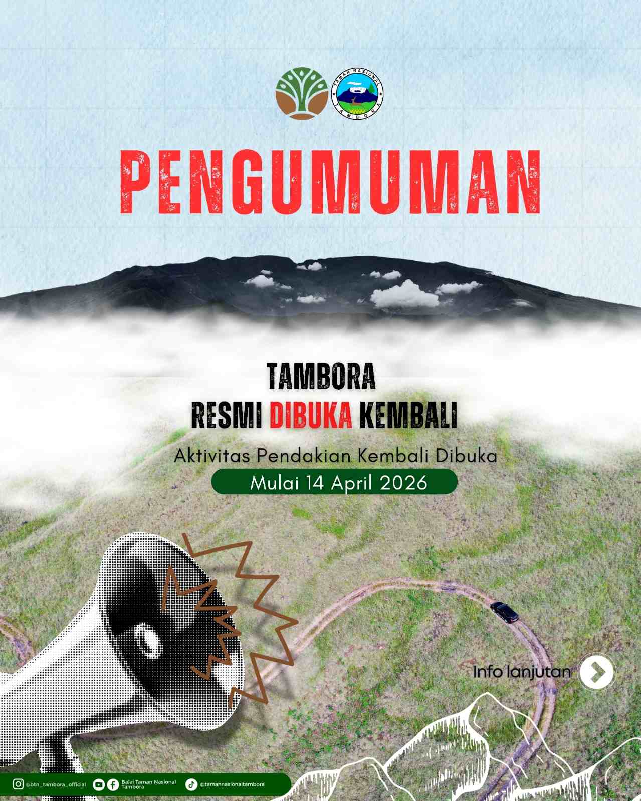 Gunung Tambora Sudah Dibuka