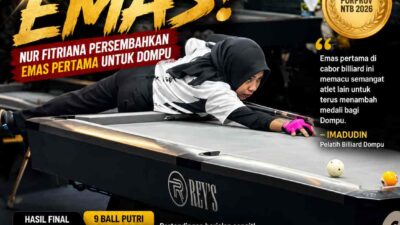 Dramatis! Nur Fitriana Persembahkan Emas Pertama Biliar untuk Dompu